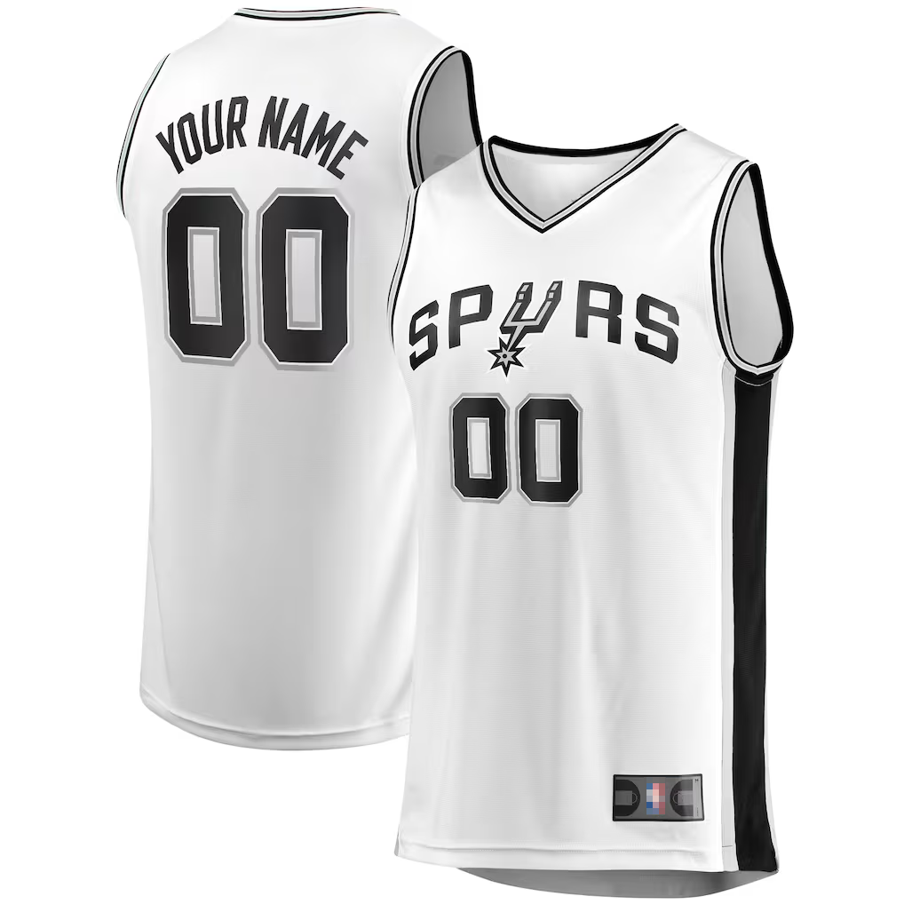 RedF Custom SA.Spurs White Fast Break Replica Stitched Jerseys- Association Edition