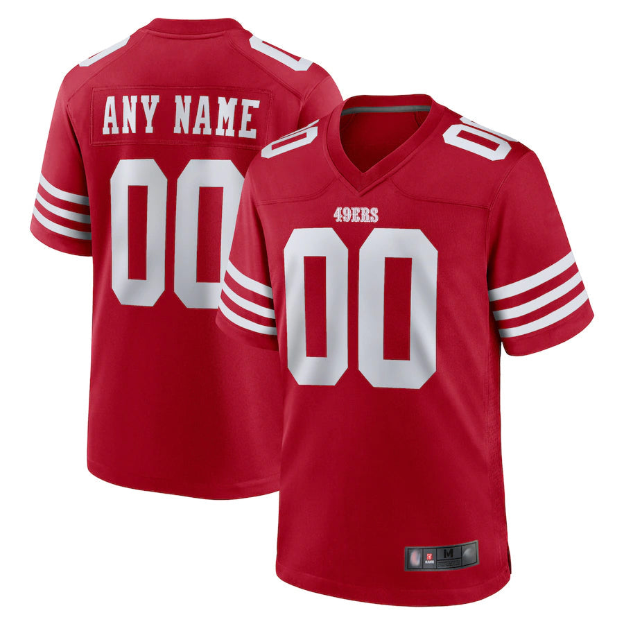RedF Custom SF.49ers Game Home Scarlet Stitched Jerseys