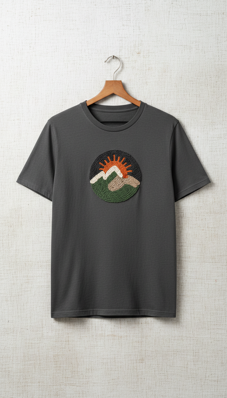 Charcoal Embroidered Logo Tee